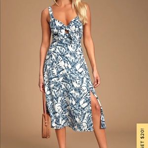 Lulus La Paz Blue and White Leaf Print Dress